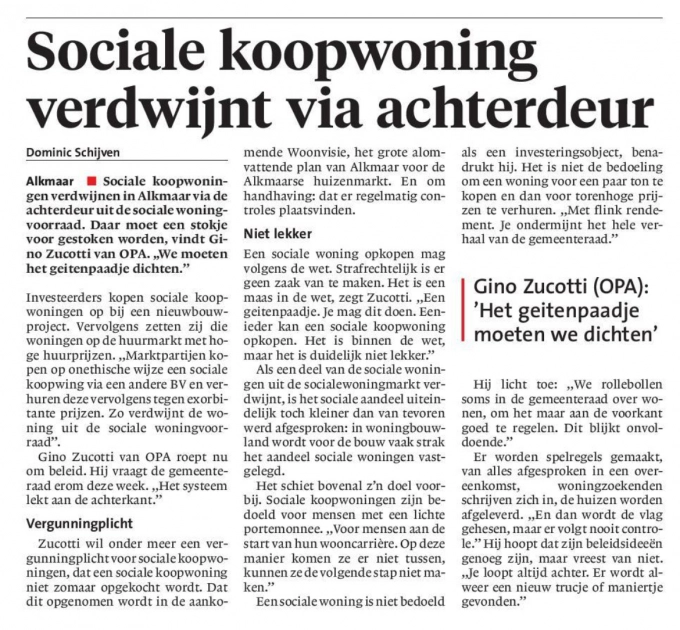 Raadsvragen: Borging van sociale koopwoningen voor de doelgroep