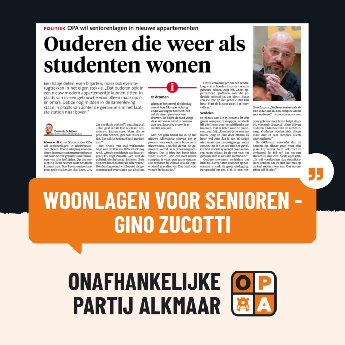 Motie: Woonlagen voor senioren